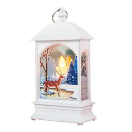 Christmas Decorative Vintage Santa Snowman Elk Hanging Light Flame Night Light Festival LED Lantern Decor12375