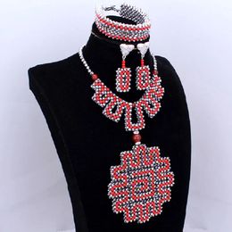 Dudo Red And Silver african beads necklace for bride