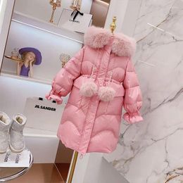 Jackets 202 3 Girls' Winter Thickened Cotton Coat Mid Length Fashion Down Baby Girl Clothes