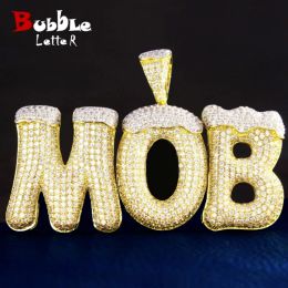 Necklace Custom Name Snow Top Cone Bubble Letters Necklaces & Pendant with Tennis Chain Men's Zircon Hip Hop Jewellery Merry Christmas Gift