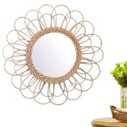 Mirrors Hand Woven Rattan Dressing Mirror Art Decoration Makeup Mirrors Bathroom Bedroom Wall Hanging Mirror