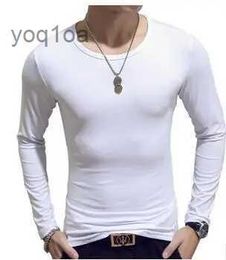 Men's T-Shirts Men T Shirt Long Sleeve Cotton Spring Autumn Thermal Undershirt Armour Mens T Shirts Full Round Neck Casual Men'S Tee Plain White