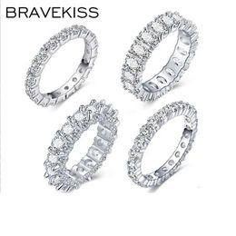 Band Rings BRAVKIS Wedding Bands Eternity Rings with Zirconia for Women CZ Crystal Promise Engagement Finger Ring Bague Jewelry BUR0279 240125