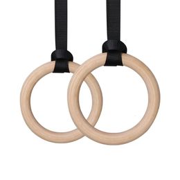 25/28/32mm Wood Gymnastic Rings w/ Adjustable Buckles 4.5m Straps for Kids Adults Home Gym Fitness Pull Ups Muscle Training 240125