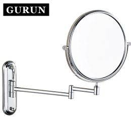 Mirrors Gurun 7x/1x Magnifying Bathroom Shaving Makeup Mirror Double Sided Wall Mounted Extendable Solid Brass Mirrors Chrome Finished