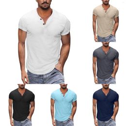 Men's T Shirts Summer Versatile Shirt Beach Short Sleeve Casual Solid Men Fashion Mens Running Clothes