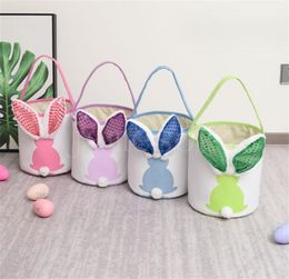 Party Favour Easter egg Handheld basket Kids Rabbit handbag Easter-Day eggs bucket Bunny ears candy gift Tote bag DF346