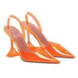 Transparent PVC shoes am pointed shoes 9cm thick heels high heels antiskid soft soles large shoes 40-43 44 45 240129