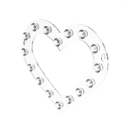 Jewelry Pouches Organizer With 16 Hooks Acrylic Heart Shape Rack Hook Transparent Necklace Wall Mounted Decorative Holder