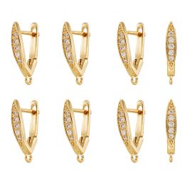 Necklace 20pcs Brass Micro Pave Cubic Zirconia Earring Hooks Clasp Findings for Jewellery Making Handmade Fashion Design Pin: 1.2mm
