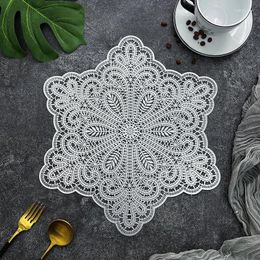 Table Mats 6/4pcs European Hollow PVC Placemat Restaurant Household Dining Decor Meal Anti Slip Heat-insulating Tableware