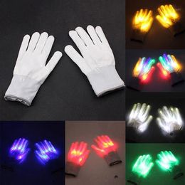 Party Decoration Halloween LED Flashing Finger Light Up Colorful Lighting Gloves Rave Props Poping263j