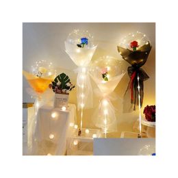 Party Decoration Diy Led Light Balloons Stand With Rose Flower Bouquet Event Birthday Wedding Bubble Balloon Y0622 Drop Delivery Hom Dhbmp