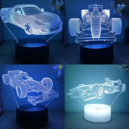 Night Lights Formula 1 F1 Racing Car 3d Led Light For Bedroom Supercar Lava Lamp Children's Room Decor Birthday Gift Boyfriend