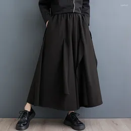Women's Pants Korea Japanese Yamamoto Style High Waist Dark Black Chic Lady Spring Summer Wide Leg Culotte Fashion Women Casual