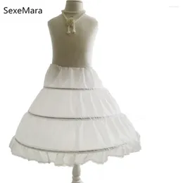 Girl Dresses 2024 Children Petticoat A-Line 3 Hoops One Layer Kids Crinoline Lace Trim Flower Dress Underskirt Elastic Waist