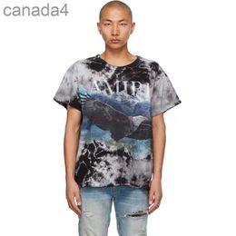 Brand Clothing Tees Am Tshirt Amies Washed Old Tie Dye Damaged Direct Spray Eagle Short Sleeve Tee Luxury Casual Tops Shirt Streetwear Lt69 5M9G