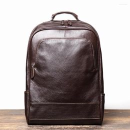 Backpack Genuine Cow Leather Casual Men's Top Layer Backpacks Male Simple Schoolbag Computer Bag Travel Laptop Back Pack