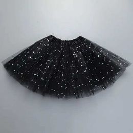 التنانير 2022 Kids Baby Star Glitter Dance Tutu Skirt for Girl Sequin 3 طبقات Tulle Toddler Pettiscirt أطفال شيفون سوداء تنورة أسود