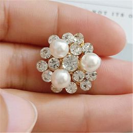 Rings 50pc 18*19mm Gold Color Imitation Pearl Crystal Flower Charm Pendants for Head Jewelry Findings for Diy Wedding Jewelry Making