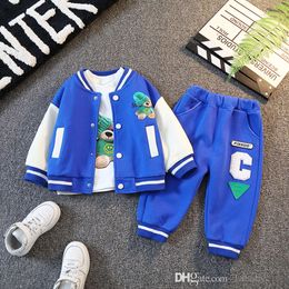 Kids Tracksuit Designer Clothes Handsome Baby Three Piece Sets Long Sleeve Hoodie Jacket Coat Spring Autumn Cute Cartoon Printed Children's Baseball Clothing Set