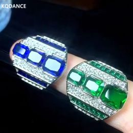 Rings Kqdance Created Sapphire Tanzanite Emerald Ring with Green/blue Stone Sier Gold Plated Rings for Women Jewellery Wholesale