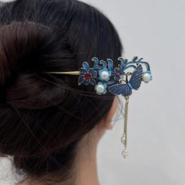 Hair Clips Chinese Style Butterfly Hairpin Stick Handmade Metal Tassel Headwear For Women Girls Accessories