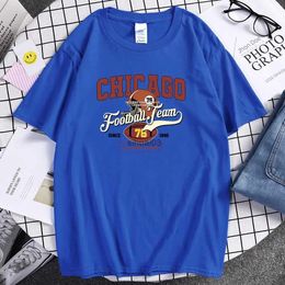 Men's T-Shirts Chicago Football Team 76 All Around The World Tshirts Harajuku Summer Tee Shirts Men'S Soft Cool Top Funny Cotton T Shirts Men'S