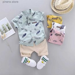 Clothing Sets 0-3 Year Old Baby Summer Feather Print Shirt Short Sleeve Suit