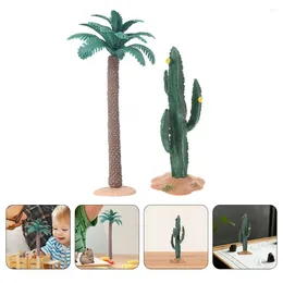 Decorative Flowers Simulated Trees Mini Plastic Artificial Palm Model Scenery Decor Small Decoration Sand Table Fake Pvc For Nativity Train