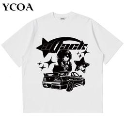 Oversized T-Shirt Men Y2k Tops Cotton Print Car Summer Harajuku Streetwear Graphic Short Sleeve Tee Vintage Aesthetic Clothing 240126