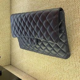 Women Original Lambskin Party Evening Clutch bag Black Caviar Leather Quilted Cosmetic Bags Back Pocket Designer Purse Wallets Lad253T
