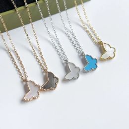 925 Sterling Silver Mini White Fritillary Butterfly Shell Pendant Women Turquoise Necklace Fashion Luxury Brand Quality Jewellery 240123