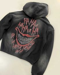 Men's Hoodies Sweatshirts New Y2k hoodie men's hip-hop clown pattern oversized hoodie sweatshirt 2023 New Harajuku punk rock Gothic hoodie street clothesH24129