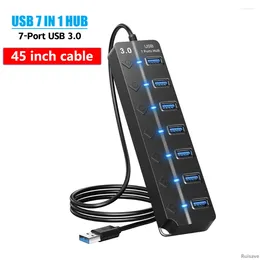 Hub 3.0 4 7-Port USB Splitter With Switches Lights Long Cable For MacBook Laptop Surface Pro PC Computer Accessories