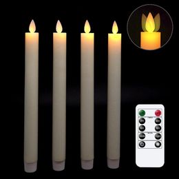 Flameless Candles Flickering Taper Candles Real Wax Flameless Taper Candles Moving Wick LED Candle with Timer and Remote T200108199Y