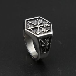 Vintage Viking Arrow Ring Punk 316L Stainless Steel Compass Men Fashion Hip Hop Hippie Jewelry Drop Store Cluster Rings292v