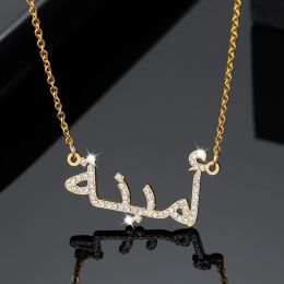 Necklace Arabic Name Necklace For Women Custom iced Out Names Necklaces Personalised Gold Stainless Steel Pendant Arabic Jewellery Gifts
