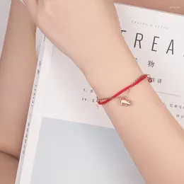 Charm Bracelets 925 Sterling Silver Jewellery Red Rope Bracelet Korean Fashion Double-decker With Cute Piggy Crystal For Women