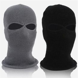 Cycling Caps & Masks Winter Knit Cap Warm Soft 2 Holes Full Face Ski Hat Balaclava Hood Army Tactical241z