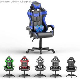 Other Furniture Blue Gaming Chairs with MassageErgonomic Computer Gamer ChairGame Chair with Adjustable Headrest and Lumbar Support Storm Blue Q240129