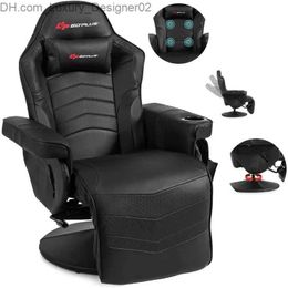 Other Furniture POWERSTONE Gaming Recliner Massage Gaming Chair with Footrest Ergonomic PU Leather Single Sofa with Cup Holder Headrest Q240129