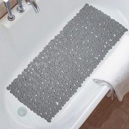 Non-Slip Bath Tub Shower Mats Pebble Shape Machine Washable Bathtub Mat With Drain Holes Suction Cups For Bathroom 240125