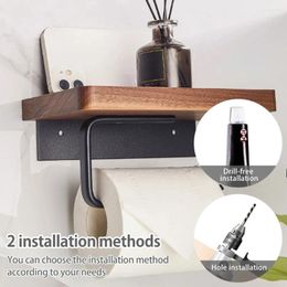 Kitchen Storage Toilet Tissue Roll Holders Wall Mount With Self Screw Holder For Bathroom Natural Walnut Wooden 304 Stainless