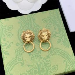 Luxury Jewellery Womens Designer Earring Fashion Gold Lion Studs For Women Classic Hoop Earrings Jewellry Wedding Gift With Box -3