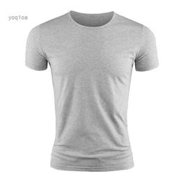 Men's T-Shirts New Men's Short Sleeve T-Shirt Basic Plain Casual Gym Muscle Crew Neck T-Shirts Slim Fit Tops Tee Summer Man Clothing