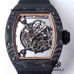 Automatic Mechanical Watches Machine Top Tourbillon Series Carbon Rm055 Watch Date Automatic Fibre Engrwolf Black Tape