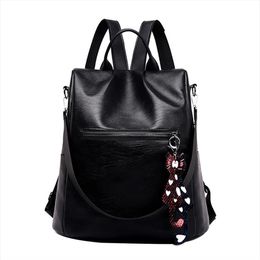Female Backpack Leath Colour Matching School Bag Wild Fashion Leisure Travel Bag Student Bag Shoulder Women Backpack L10342E