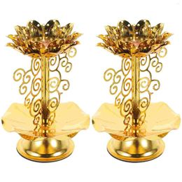Candle Holders 2 Pcs Pillar Candles Candlestick Decorate Style Figurine Lamp Base Alloy