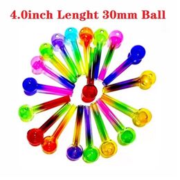 4.0inch nano plating thick pyrex glass oil burner pipe colorful mini tube nail tips smoking hand pipes